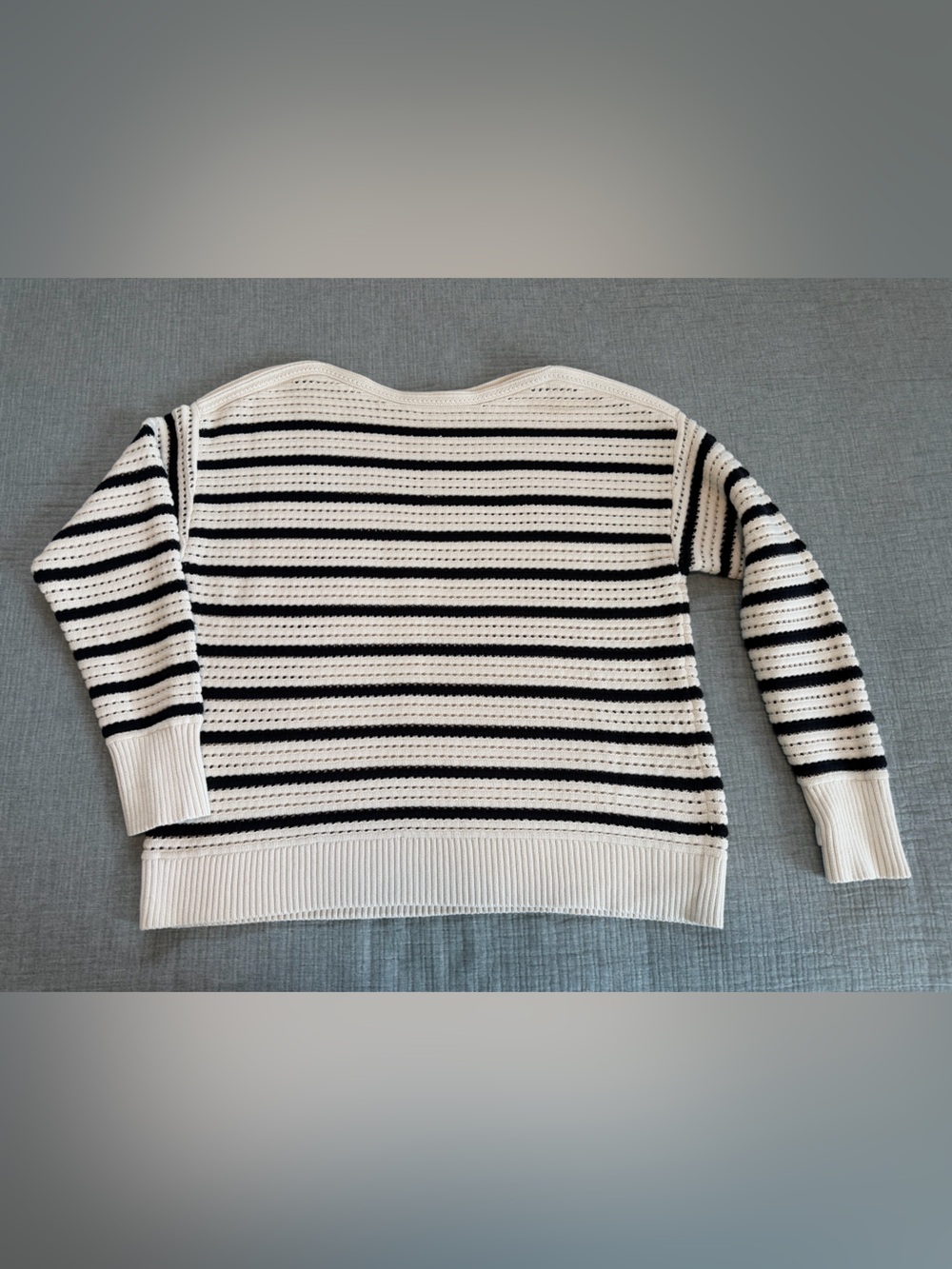lululemon athletica Cream and Black Striped Crew Sweater